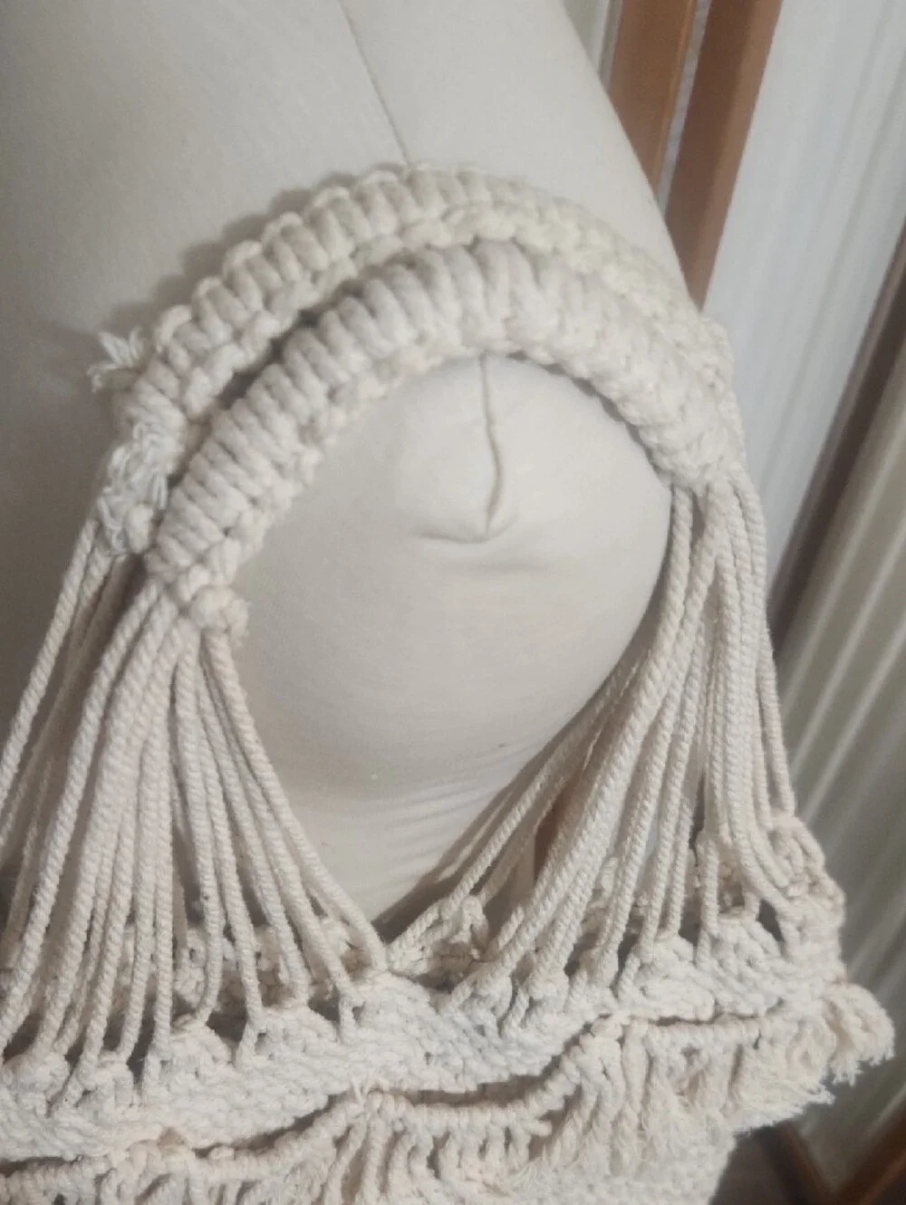 Macramé Fringe  Open Weave Tote Purse Bag Lagenlook Coastal Grandma Festival